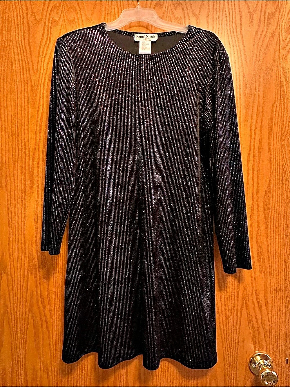 Ronni Nicole Style 24721 Black Long Sleeve Midi Dress Size 12